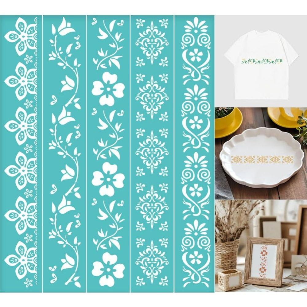 Silk Screen Printing - 2 pezzi di bordi di fiori