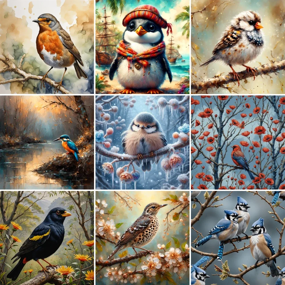 Art Craft Ideas For Adults - Uccello Pinguino Kingfisher Vernice Numero Dipinti