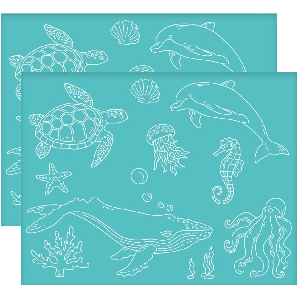 Silk Screen Printing - 2 pz 11x8.6 pollici animale marino